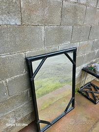 Specchiera Vintage in Bamboo Nero - Stile Boho / 