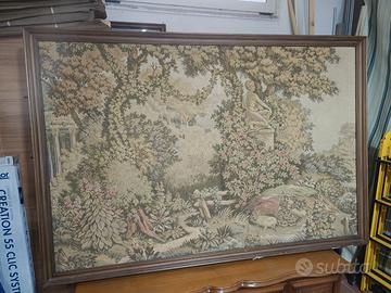 Grande Arazzo Vintage con Cornice in Legno