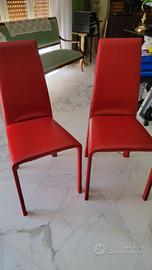 Coppia sedie rosse cuoio design made in ITALY