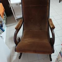 Sedia a dondolo in  velluto marrone