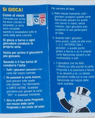 Gioco di carte Monopoly Bid