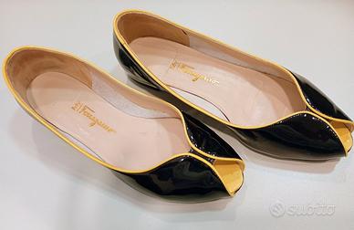 Farragamo donna Nero bordo Giallo tacco 1cm