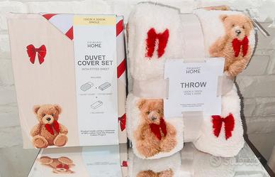 Copripiumone singolo + coperta Teddy e fiocchi