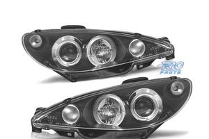 FARI PEUGEOT 206 98-08 ANGEL EYES FONDO NERO H7 OE