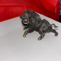 Miniatura statuina argento CINGHIALE fatta a mano