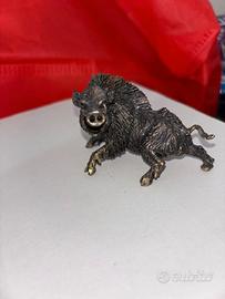 Miniatura statuina argento CINGHIALE fatta a mano
