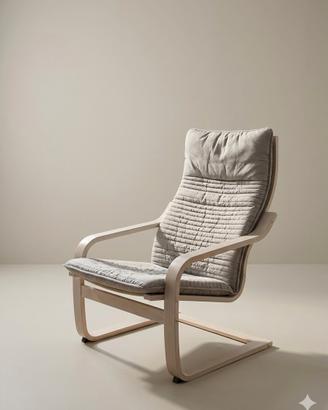 Sedia Poang Ikea Bianca Cuscino Grigio Light