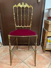 Sedia Vintage ottone e vellito hollywood regency