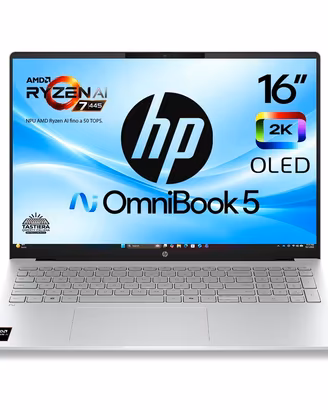 HP OmniBook 5, 16" Oled 2K, Cpu AMD Ryzen 7 AI 445