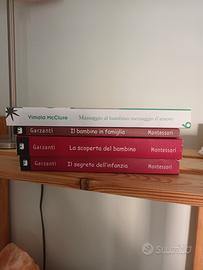 libri del metodo Montessori e massaggio neonatale.