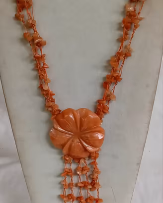 Collana vintage multifili artigianale di corniola 