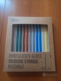 12 cannucce in vetro birosilicato colorate 