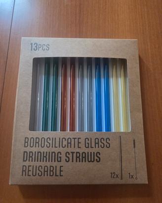 12 cannucce in vetro birosilicato colorate 