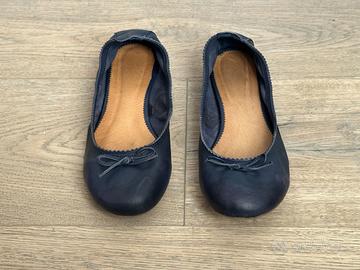 Scarpe Ballerine in Pelle Naturale Blu Mis.36