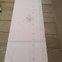 completo letto matrimoniale rosa ricamo a mano