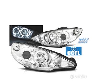FARI PEUGEOT 206 98-08 ANGEL EYES CCFL FONDO CROMA