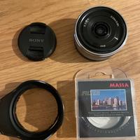Sony 16mm 2.8 con filtro UV massa e paraluce