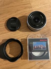 Sony 16mm 2.8 con filtro UV massa e paraluce