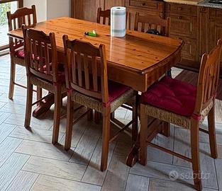 TAVOLO DA CUCINA CON SEDIE RUSTICO