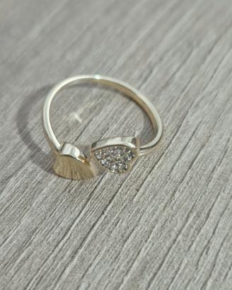 Anello Donna Doppio Cuore con Zirconi 