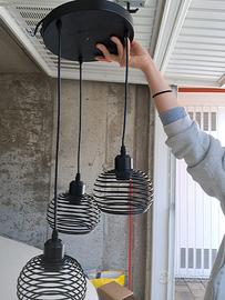 Lampadario a sospensione a 3 luci stile industrial
