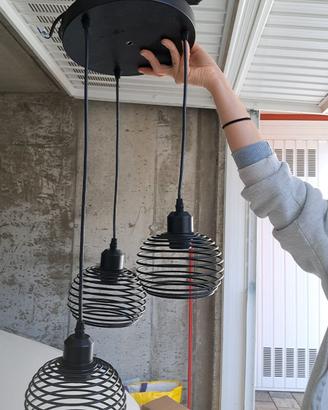Lampadario a sospensione a 3 luci stile industrial