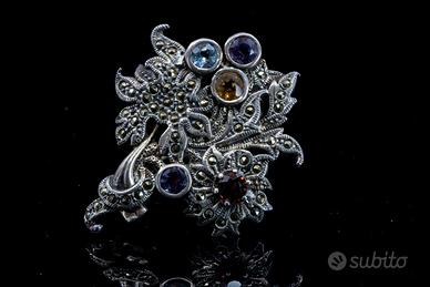Spilla in Arg. 925 con Marcasite e Pietre Vintage