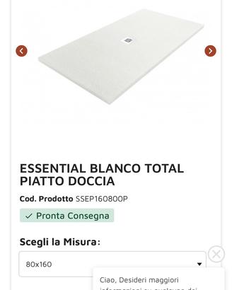 Essential 160x80 piatto doccia bianco