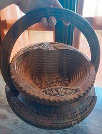 Cestino Pieghevole in Legno intagliato a mano