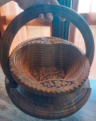 Cestino Pieghevole in Legno intagliato a mano