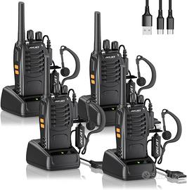 4 Walkie Talkies professionale con auricolare