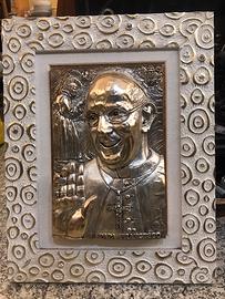 Quadro papa francesco in lamina Argento