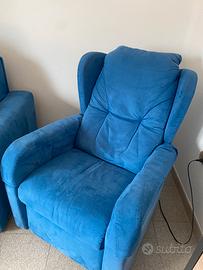 Poltrona Sdraiabile Velluto Blu