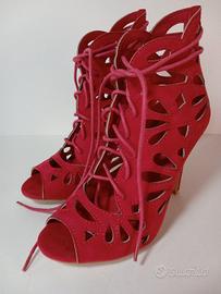 Sandali a stivaletto rossi 39 plateau 0,5