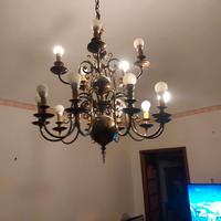 Lampadario design vintage 15 luci in ottone