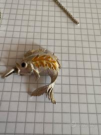 Ciondolo pesce smaltato argento 800