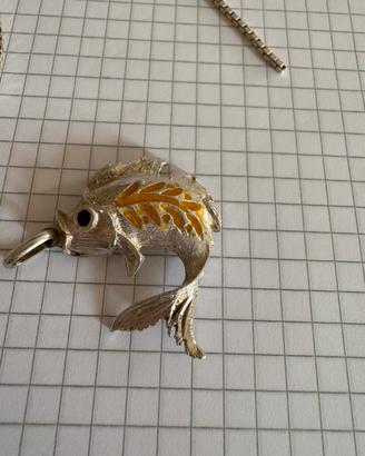 Ciondolo pesce smaltato argento 800