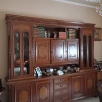 credenza con cristalliera in legno anni 60