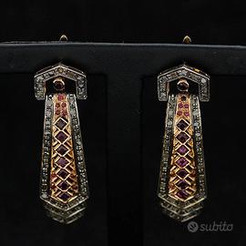 ORECCHINI MONARCH ORO18KT DIAMANTI 1.70CT RUBINI 3