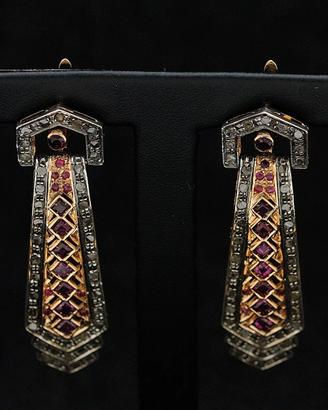 ORECCHINI MONARCH ORO18KT DIAMANTI 1.70CT RUBINI 3