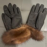 Guanti in pelle e pelliccia