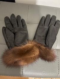 Guanti in pelle e pelliccia