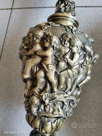 Brocca  bacinella bronzo scene allegoriche del 800
