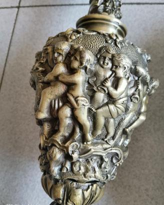 Brocca  bacinella bronzo scene allegoriche del 800
