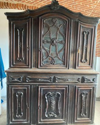 Vetrina d'epoca in legno massello di Castagno
