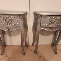 comodini e toeletta antiche argentate