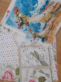 Busta con vari materiali per decoupage, scrap