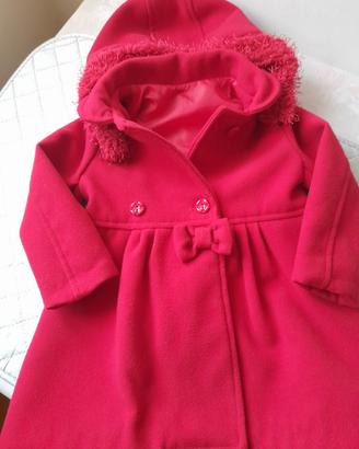 Cappottino in panno rosso bimbe 12-18 mesi