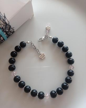 Bracciale uomo con cristalli e onice