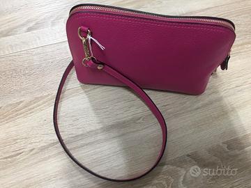 Borsa a tracolla in vera pelle Fuxia, Nuova!!!